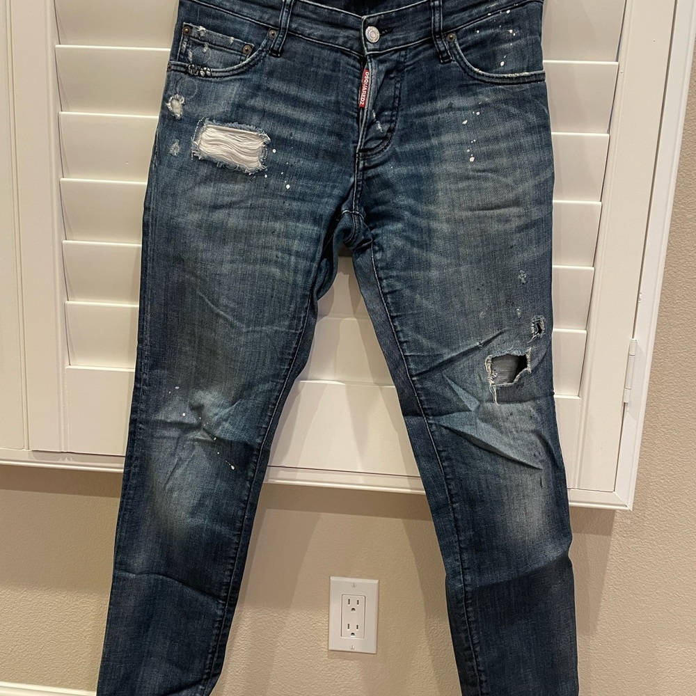 Distressed Blue Jeans